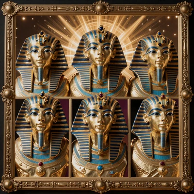 3 Pharaohs Slot mit drei goldenen Pharaonen-Masken